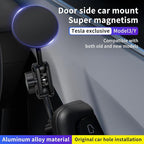 Magnetic Door-Mount Phone Holder for Tesla Model Y/3, Aluminum Alloy Construction, 4D Adjustable Car Mount with Super Magnetism, Original Hole Installation Compatible