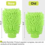 3 Pack Chenille Microfiber Car Wash Mitt, 7" x 9.6" Car Washing Mitts, Home Dusting Gloves, Scratch Free Lint-Free, Highly Absorbent, Double Sided, for Cleaning Detailing Polish (Blue,Green,Grey)