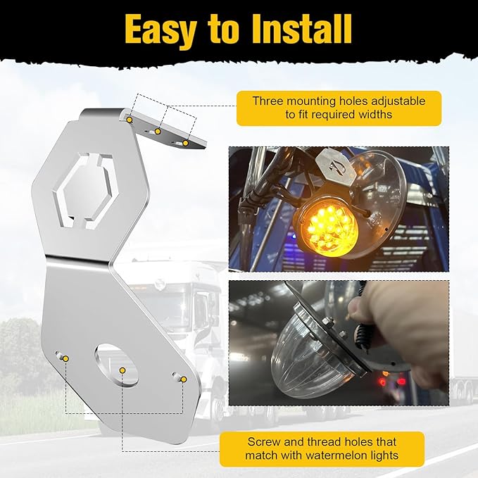 2PCS Dual Revolution Turn Signal with Stainless Steel Bracket, Red Turn Signal & White Marker, 17 LED Turn Signals Bracket Watermelon Light for Freightliner Kenworth Heavy Trucks