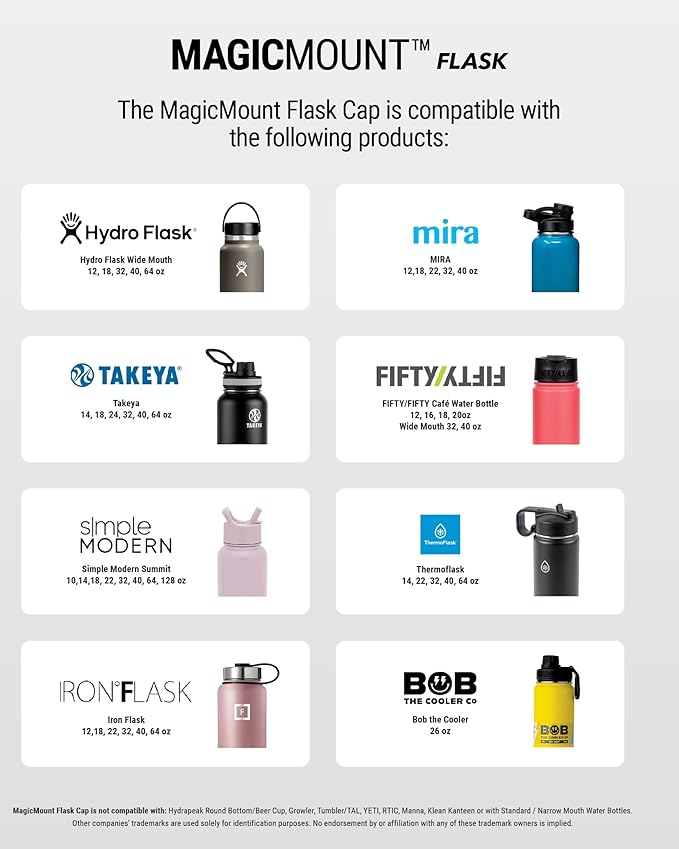Scosche MFMS22 MagicMount Flask 22 oz Stainless Steel Water Bottle with MagSafe Phone Mount Stand, 12H Hot & 24H Cold Insulated Flask with Magnetic Phone Holder for Gym, Car, Travel, Sports 22oz Black