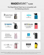 Scosche MFMS22 MagicMount Flask 22 oz Stainless Steel Water Bottle with MagSafe Phone Mount Stand, 12H Hot & 24H Cold Insulated Flask with Magnetic Phone Holder for Gym, Car, Travel, Sports 22oz Black