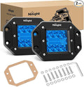 Nilight Flush Mount LED Light Pods 2 PCS 42 W Blue Upgraded Spot Flood Combo Bumper Driving Fog Fishing Hunting Emergency Safety Signal Lighting for UTV Pickup Van Boat Tractor