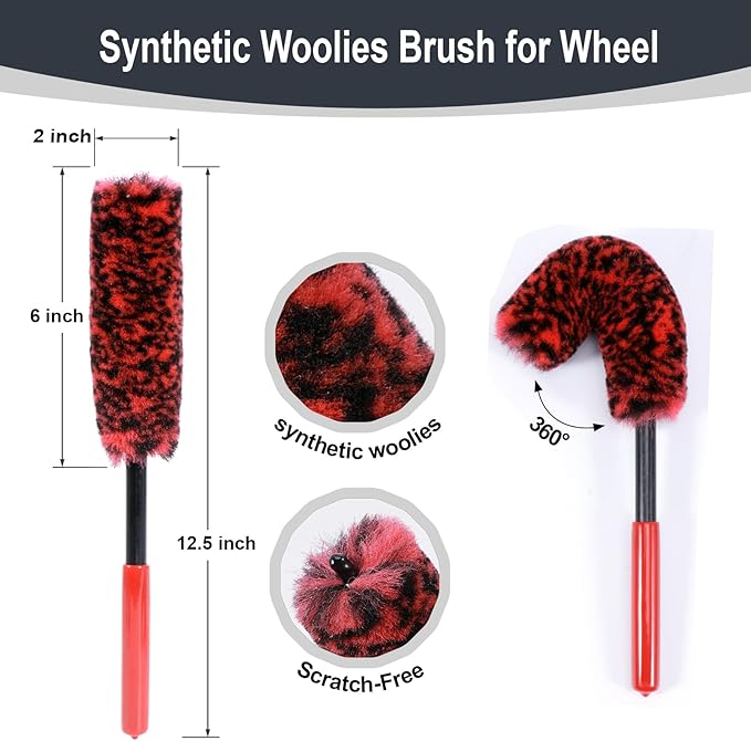 UNIMEIX Tire Shine Applicator Brush Kit Large Vegan Tire Shine Brush with Storage Stand for Vehicles Tire Shine Polish Wax and Car Interior Cleaning