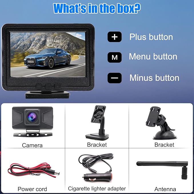 B-Qtech Wireless Backup Camera System Rear View Camera Monitor Kit HD 1080P Reverse Cameras for Truck Car Pickup RV Camper Waterproof Night Vision