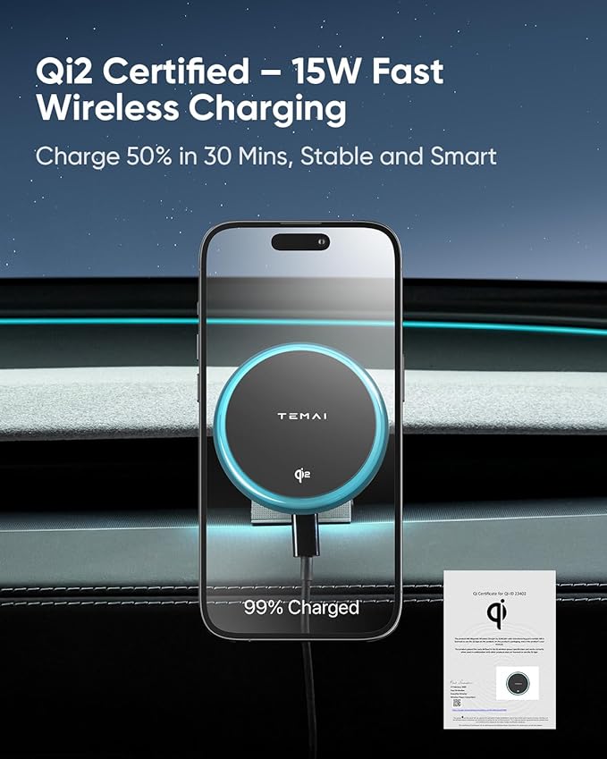 Car Mount Charger, 15W MagSafe Wireless Car Charger & Phone Holder for Tesla Model 3 2024+(Highland)- Strongest Magnetic Fast Charging Accessories Slideable Air Vent Mount with Silicone Pads