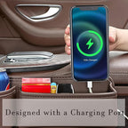 Car Seat Gap Filler with Cup Holder Multi Functional Leather Organizer for Vehicles Universal Storage Box for Drivers Side Car Seat Bags for Phones Glasses Keys Cards Ideal for Men and Women (Black)