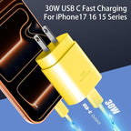 Phone 17 16 15 Charger Fast Charging,30W USB C Phone 17 16 15 Pro Max Charger Block &10FT Long Type C Cable Cord for i.Phone 17/Air/17 Pro/17 Pro Max/16/16 Plus/16 Pro/16 Pro Max/15/15 Pro Max,Yellow