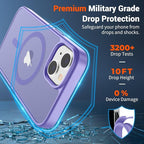 SUPFINE Magnetic for iPhone 14 Case & iPhone 13 Case (Compatible with MagSafe)(Military Grade Drop Protection) Translucent Matte Shockproof Phone Cover,Purple