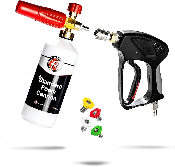 Adam's Polishes Standard Foam Cannon & Snub Nose Combo - Foam Cannon Soap Sprayer for Car Wash, Patio & House Cleaning | Sprayer Cleaner Cannister for Pressure Washer