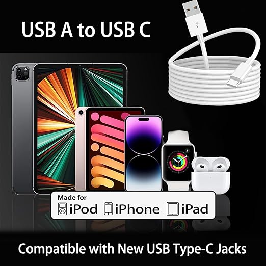 3.3Ft iPhone 15/16/17 CarPlay USB C Cable [MFi Certified] - USB-A to USB-C Car Charger Cord for iPhone 17 Air 16 16E 15 Pro Max Plus, iPad USB C Charging Wire for iPad Pro 12.9/11, Air 5/4, 10th Gen