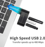 USB 3 Port Expander Splitter YACSEJAO 2PCS 180° Degree Rotatable USB 2.0 1 to 3 Hub for Flash Drive Mobile HDD PC Laptop Notebook and More