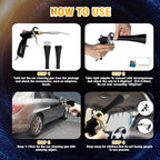 Air Blow Gun Car Interior Cleaning Gun High Pressure Car Detailing Cleaning Tool with Nozzle and Auto Detailing Dusting Brush for Quickly Blasts Dirt and Dust from Surface
