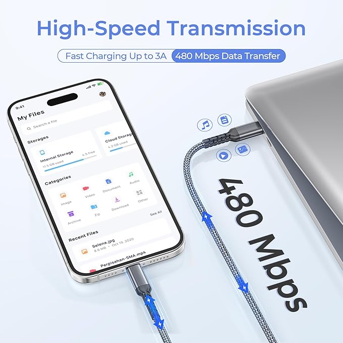 Basesailor iPhone 14 13 Pro Max Charger Cable 10FT,USB C to Lightning Cable with USB A Adapter,Fast Car Charging Power Cord for Apple 12 11 Plus XS XR 8 7 6 Plus 5 SE,iPad 9 9th 8 8th Generation