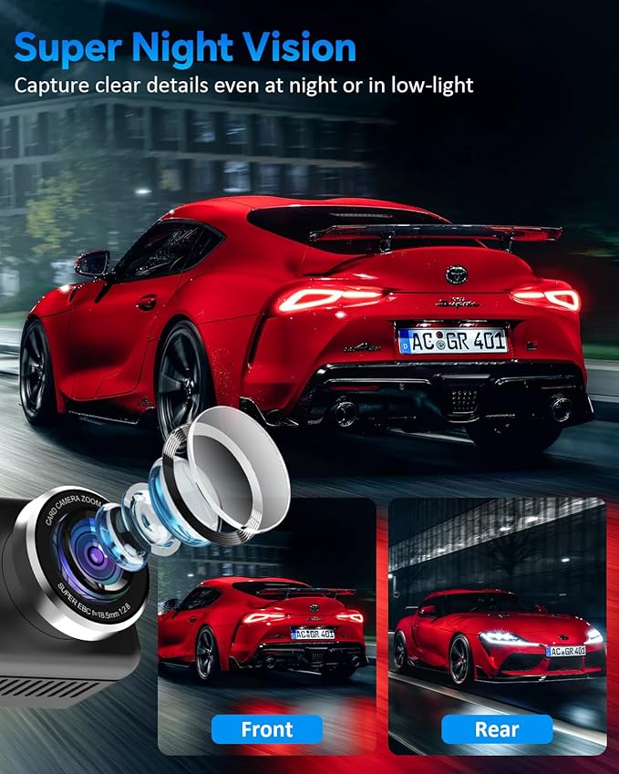 4K Dash Cam Front and Rear, 4K+2K Dash Camera for Cars with 5GHz WiFi & APP Control 64GB Included, 3.2" IPS Screen Dual Dashcam 24H Parking Monitor G-Sensor Night Vision Loop Recording