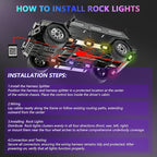 MONDEVIEW 8 Pods RGB LED Rock Lights for Jeeps Trucks Golf Carts & UTVs, Waterproof Underglow Kit with APP Control, Music Mode, 12V Underbody Neon Lights for Cars, ATV, RZR, SUV, Offroad Vehicles
