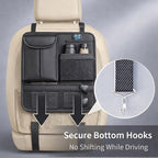 Backseat Car Organizer for Kids, Seat Organizer with 5 Storage Pockets for Travel, Black, Durable & Water-Resistant, Easy Install for Car SUV