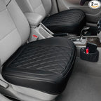 BEITK,2 Pack Leather Front Car Seat Cover Bottom Car Seat,Anti-Slip and Full Wrap Driver Car Seat Protectors Storage Pocket,Luxury Waterproof Bottom Auto Seat Cushion Pad MatMost Vehicles(Black)