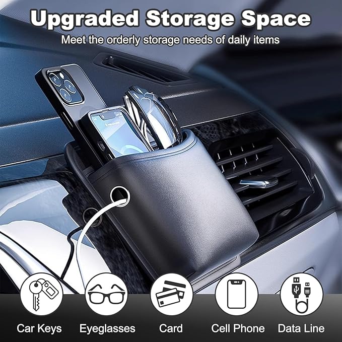2Pcs Car Side Pocket Organizer, Strap Mini Storage Bag for Cell Phone, Wallet, Key, Glasses, Multifunctional Car Organizer Accessories for Car Seat, Door, Window, Console, 7 * 4.3 * 2.2inch