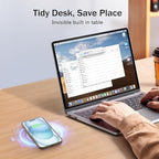 Wireless Magnetic Charger Desk Mount 15W Fast Charger for iPhone 17 16 Pro Max 15 14 13 12 Series,Magnet Qi Charging Pad/Station for AirPods,Recessed Hidden Under Desktop Hole Save Nightstand Space