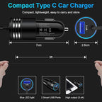 Android Car Charger Type C Samsung Car Charger Fast Charging for Samsung Galaxy S26/S25/S24/A57/A37/A17/A56/A36/A26/A16/A15/A14/A54/A53 5G/A13/S23/S22/S21/S20/Z Flip7,3.4A Car Adapter+3ft USB C Cable