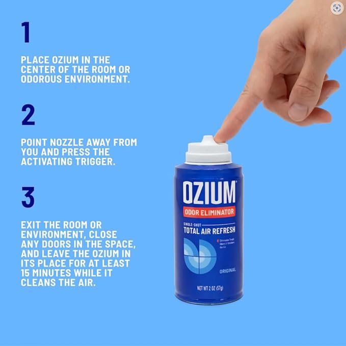 Ozium Air Sanitizer, 2 oz Car Fogger: Single-Shot Smoke Odor Eliminator & Car Air Freshener (Carbon Black, 6 Packs)