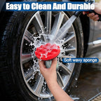Flow Tire Shine Applicator, Reusable Car & Truck Tire Dressing Applicator, No-Drip Streak-Free Tire Shine Applicator Pad, Car Detailing Foam Sponge Pad for All Tire Shine & Gels(Red+Blue)