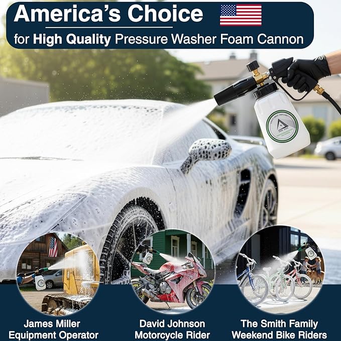 DBR Tech® Foam Cannon for Pressure Washer | Pro-Grade, 1.1mm Orifice, 1000-4000 PSI, Black