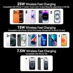 25W Certified for MagSafe Car Mount Charger with LED Light, Wireless Car Charger with TEC & Cooling Fan, 360°Rotation Strong Magnetic Phone Holder for Car with 45W Adapter for iPhone 17 Promax