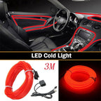 Riloer El Wire Lights for Car, Interior Neon Lights Strip Car LED Strip Light Interior for Car Garden Party Decoration, Car Ambient Lighting Kits, 5m/16.4ft Red LED