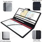 RSAquar Car Registration and Insurance Holder, Leather Car Glove Box Organizer, Cool Car Accessories for ID, Driver's License Cards & Essential Document, Men&Women, Black#2