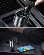 LIHAN USB C Car Charger, 12V/24V Cigarette Lighter Socket Splitter with 3 USB Ports, PD 30W Fast Charging, Compatible with iPhone, Galaxy, iPad, GPS, and More