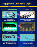 Green Led Strip Lights,DUOFU365 Marine Boat Led Navigation Lights 30CM 15 SMD IP67 Waterproof Auto Interior Lights for Home Decoration Car Motorcycles Boat Golf Cart Truck with 3M Tape(6PCS)