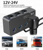 Cigarette Lighter Splitter, 8 in 1 Car Cigarette Lighter Adapter PD 35W Car Charger 3-Socket Heavy Duty Truck Multi Port USB C 12V/24V Independent Switches LED Display Super Fast Charger Car Devices