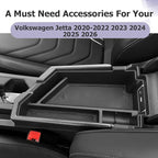 LUWU Center Console Organizer Compatible with 2020-2024 2025 2026 V olkswagen Jetta S/SE/SEL/Sport Accessories Armrest Console Secondary Storage Box Insert Tray ABS Material Black