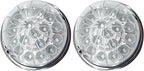 2PCS 17 LED Dual Revolution Watermelon Lights, Amber Turn Signal & Marker to Blue Auxiliary, Clear Lens & Stainless Steel Bezel for Freightliner, Peterbilt, Heavy Trucks & Trailers