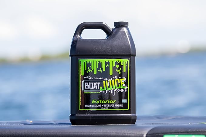 Boat Juice 2in1 Exterior Boat Cleaner & Protectant | Water Spot Remover with SiO2 Ceramic Sealant | Pina Colada Scent | Marine Detailing & Boat Cleaning Supplies, Accessories | Made in USA (1 Gallon)