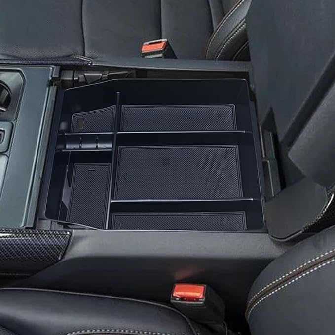 Zxiaochun Center Console Organizer Compatible with 2021 2022 2023 2024 Ford F150 Interior Accessories, Armrest Box Insert Storage Tray (Full Console w/Bucket Seats ONLY) Black Trim