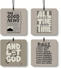 Neutral Christian Square Citrus Car Air Freshener 4 Pcs, Beige Religious Bible Verse Hanging Air Freshener for Cars Bathroom Dorm Books Decor, Christian Accessories Gifts for Women Men