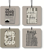 Neutral Christian Square Citrus Car Air Freshener 4 Pcs, Beige Religious Bible Verse Hanging Air Freshener for Cars Bathroom Dorm Books Decor, Christian Accessories Gifts for Women Men