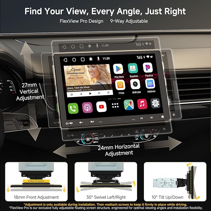 ATOTOZONE S8 MS 10.1'' QLED Single & Double DIN Android Car Stereo, 4G LTE, Floating Touchscreen, Wireless CarPlay & Android Auto, ChatGPT-Powered AI, Dual BT, DSP 36-Band EQ, SCVC, Backup Camera