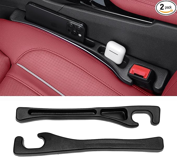 USSDE Car Gap Filler, Dual Slot Car Seat Gap Organizer 2 Pack, Universal Fit Soft Car Seat Crack Gap Filler Between Seat and Console Stop Things from Dropping (Style B)