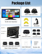 10.36" Wired Backup Camera System for Truck RV Trailer, 5 Channel Dash Cam with 5 1080P Cameras, Touch Screen Monitor, No Delay Signal, DVR Loop Recording, Smart BSD Alerts, IP69 Waterproof, 64GB