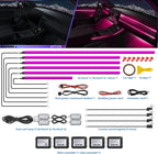 Acrylic Interior Car LED Strip Light with Wireless APP, RGB 14 in 1 with 175 inches 600 LEDs Fiber Optic Strip Lights for Car, Dynamic Chasing Sound Active Neon Car Ambient Lighting Kits