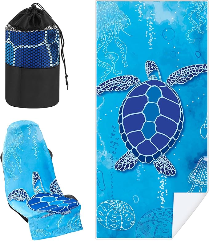 Hahafelt Car Seat Towel Covers with Storage Bag Seat Post Workout Sweat Cover Washable Non Slip for Car Towel for Dog Pet Workout Outdoor Sport Activities(Sea Turtles)
