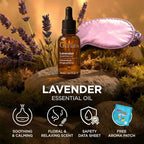 100% Pure Lavender Essential Oil - 1.02 Fl Oz - Lavender Oil for Hair, Skin, Diffuser, Aromatherapy & DIY Candle Making Scent
