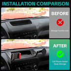 Magnetic Dash Phone Mount for 2011-2017 Jeep Wrangler JK JKU Accessories, Multi-Mount Phone Holder with Extension Arm Metal Rod, Dashboard Storage Tray with Extra Clip Bracket (Not for JL JLU)