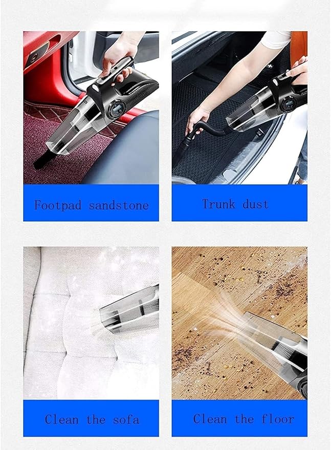 Car Vacuum Cleaner - Portable Handheld Mini Vacuum Cleaner Attachments - Small Vacuum for Car, RV, Boats, Travel - Car Accessories，Multifunctional 4-in-1 Portable Car Vacuum