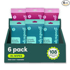 goodwipes Flushable Wipes Travel Size - Extra Large Adult Wet Wipe - On-the-Go Portable Wipes - Sewer & Septic Safe - Hygiene Essentials - Shea Coco & Rosewater, 108 Count (6 Packs)