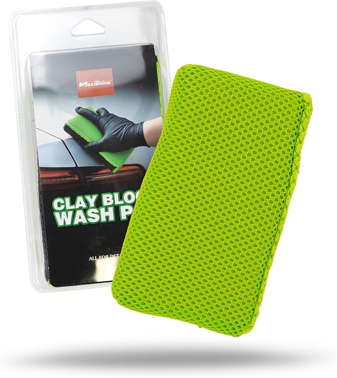 Maxshine Clay Block Wash Pad | Professional Car Detailing Clay Bar Alternative for Paint Decontamination & Surface Prep | Reusable, Scratch-Safe, Removes Overspray, Water Spots, Light Contaminants