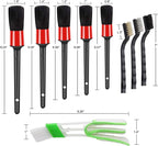 HMPLL 10pcs Auto Car Detailing Brush Set Car Interior Cleaning Kit Includes 5 Boar Hair Detail Brush,3 Wire Brush, 2 Air Vent Brush for Cleaning Car Interior Exterior, Dashboard Engines Leather Wheel